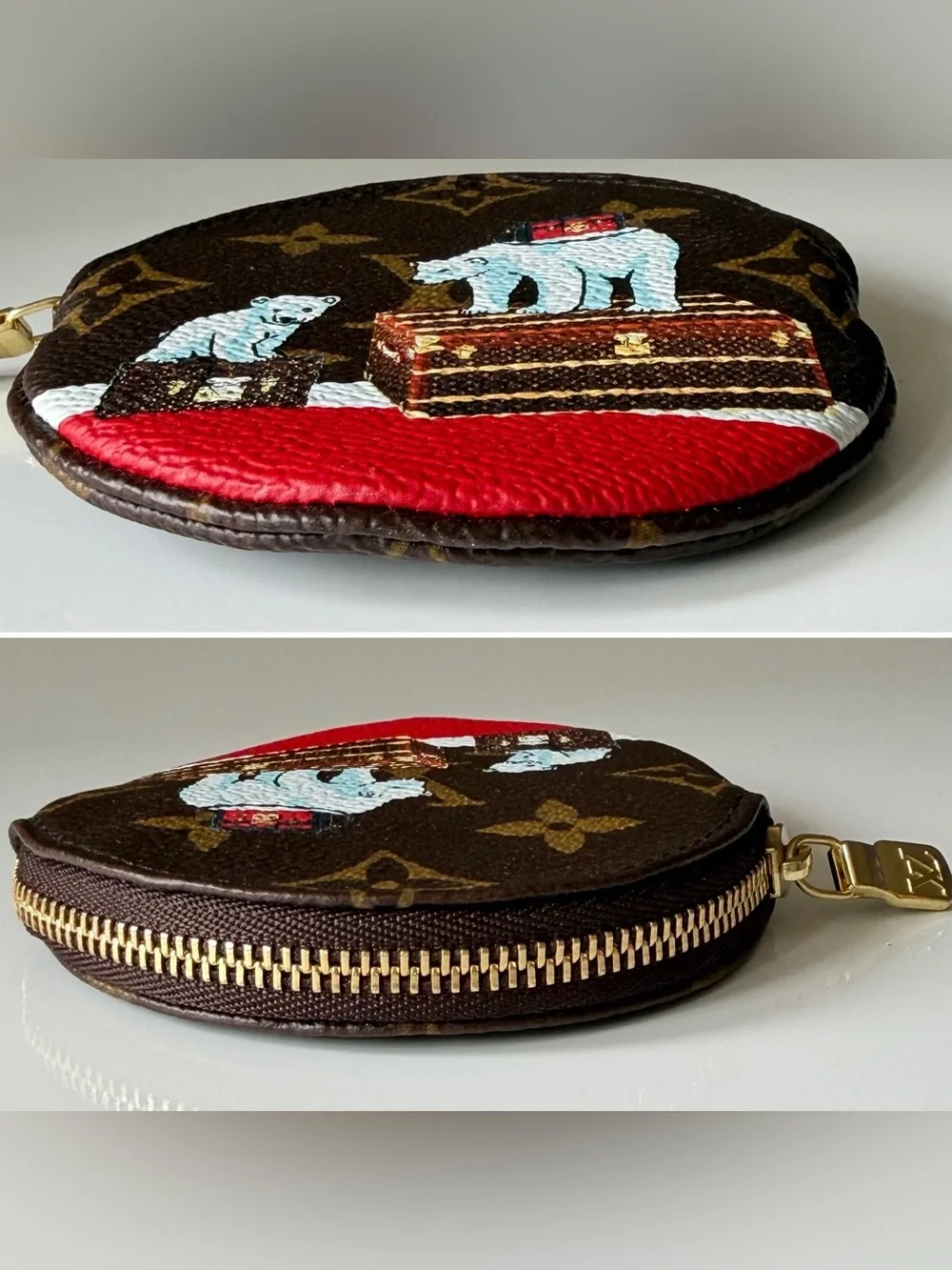 Louis Vuitton 2017 Christmas Animation Polar Bear Round Coin Purse – Monogram